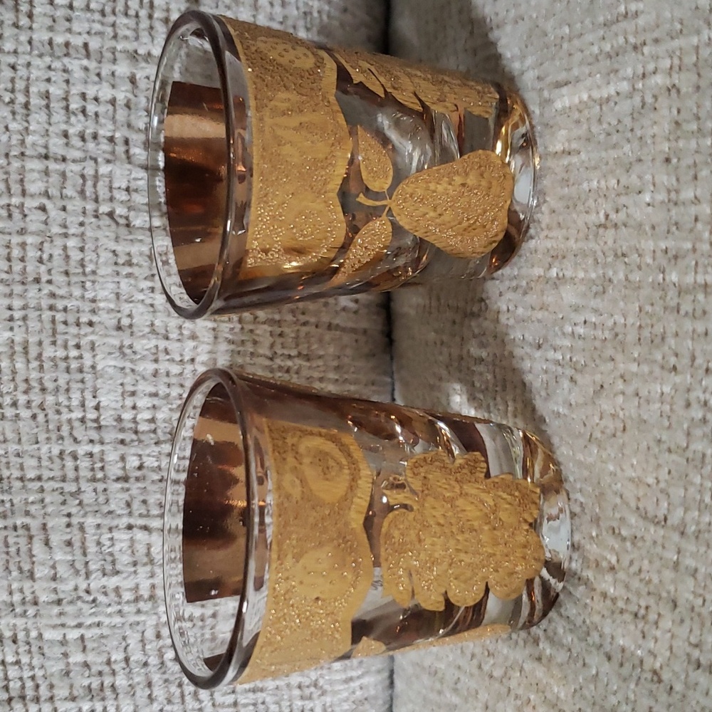 Vintage Mid Century CULVER Shot Glass 22k Gold Design